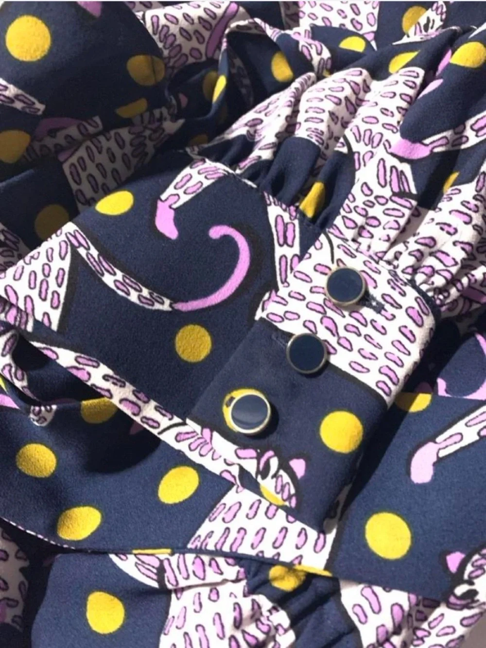 Kate Spade Panther Dot Mini Dress Puff Sleeves Tie Belt Funky Animal Print S